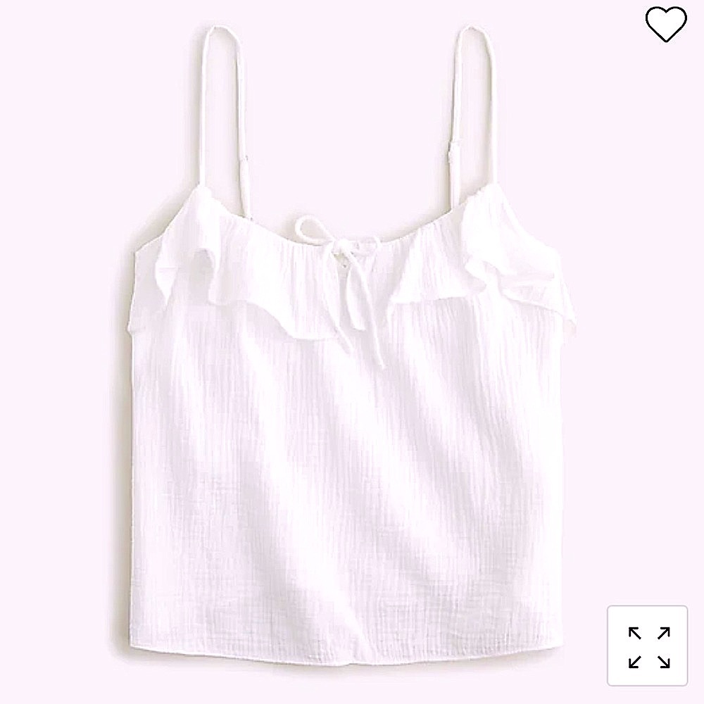 *NWT* J. Crew WHITE Ruffle soft gauze camisole